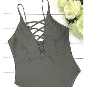 Cupshe Grey one piece swim suit